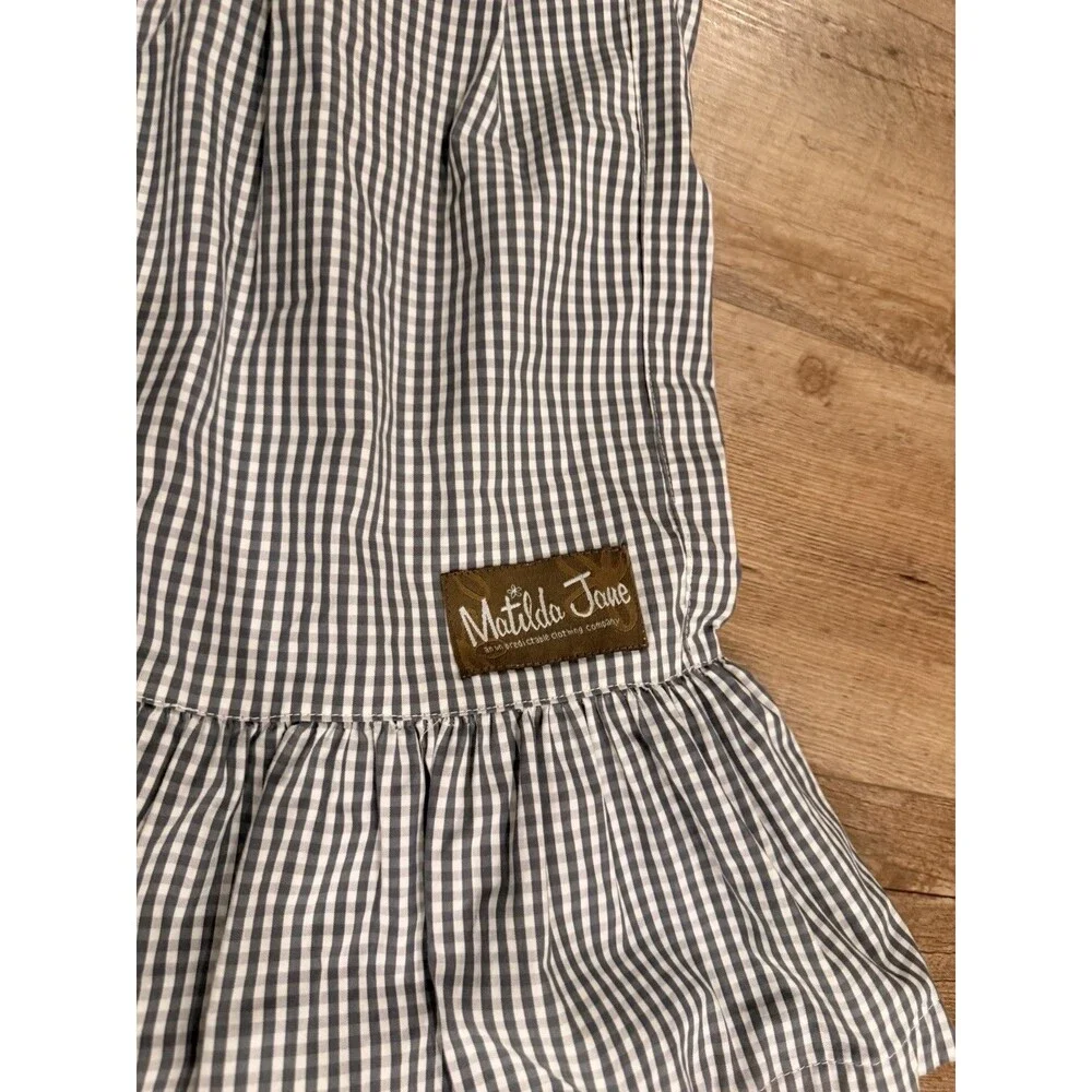 Matilda Jane Girls Gray/White Gingham Flare Pull-On Elastic Waist Pants 8